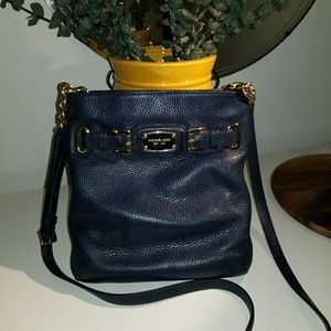 Michael Kors Navy Leather Cross Body Bag